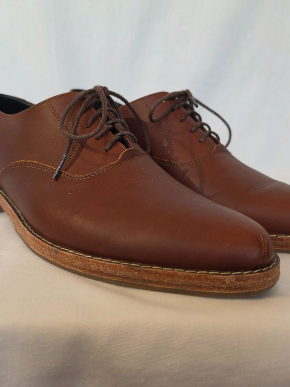 Nisolo Every Day Oxford Brandy Brown Leather Plain Toe Lace Up Men's 9